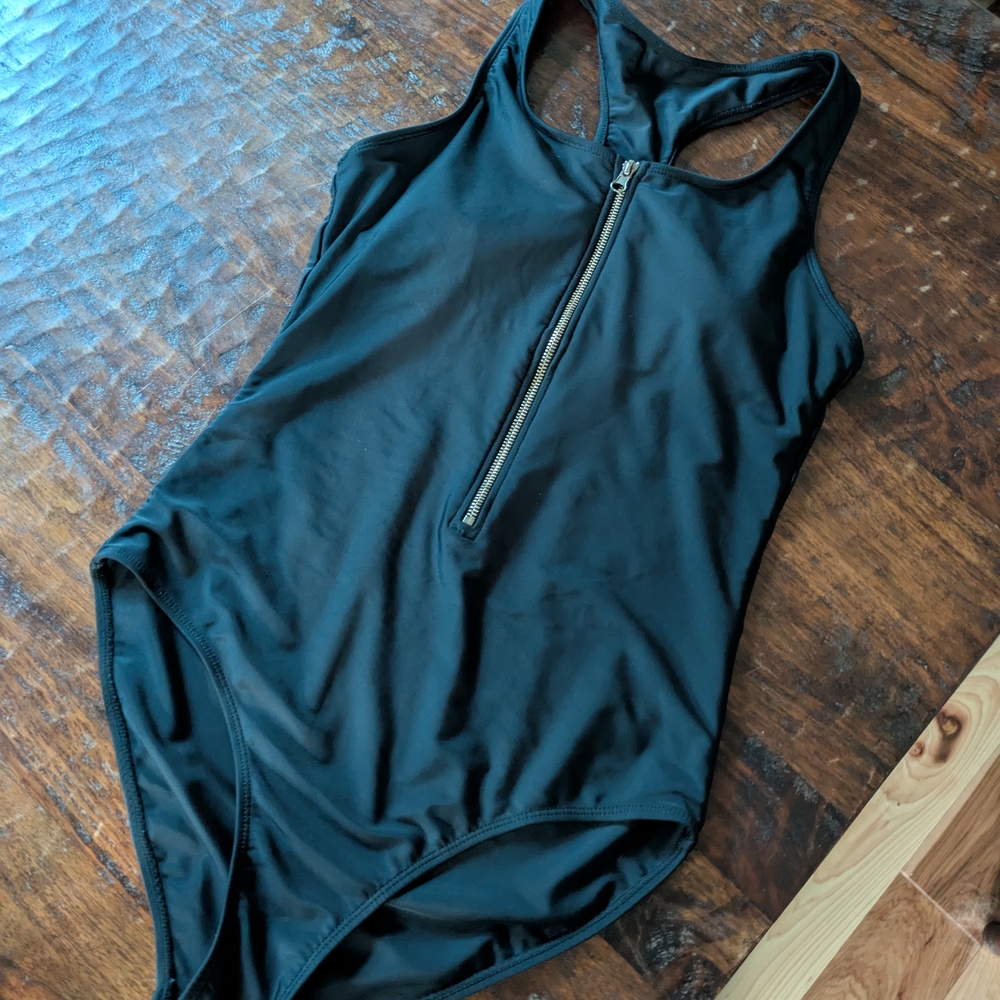 Rad Swim Jenna Black Racerback One-Piece Swimsuit with Front Zipper